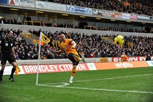 Images Dated 22nd January 2012: Michael Kightly's Premier League Corner Kick: Wolverhampton Wanderers vs Aston Villa