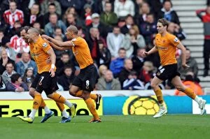 Images Dated 7th April 2012: Michael Kightly's Thrilling Goal Celebration: Wolverhampton Wanderers at Britannia Stadium vs