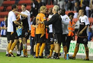 Premiership Collection: Mick McCarthy and Andy Keogh: Celebrating Wolves 1-0 Victory Over Wigan Athletic (BPL, 18/8/09)