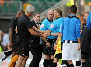 Framed Print : Mick McCarthy's Heated Exchange with Referee Mark Halsey: Wolves vs. Newcastle, Premier League Framed Print : Mick McCarthy's Heated Exchange with Referee Mark Halsey: Wolves vs. Newcastle, Premier League