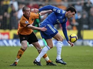 Wolves v Chelsea Collection: Midfield Battle: Jones vs Ballack - Wolverhampton Wanderers vs Chelsea