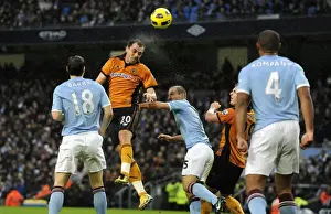 Manchester City V Wolves Prints: Milijas vs Zabaleta: A Premier League Showdown - Manchester City vs Wolverhampton Wanderers