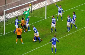 Milijas's Header Thwarted by Foster: Wolverhampton Wanderers vs Birmingham City (Premier League Soccer)