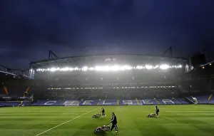 Chelsea V Wolves Prints: Preparing the Turf: Groundskeepers Ready Stamford Bridge for Wolves Premier League Battle