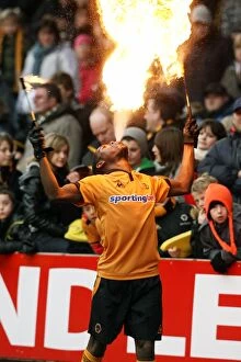 Images Dated 5th December 2009: Sizzling Half-Time Fire Show: Wolves vs Bolton Wanderers, Barclays Premier League