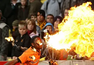 Wolves Prints: Sizzling Half-Time: Wolves vs Bolton Wanderers - Barclays Premier League: Fire Eaters Ignite the Crowd