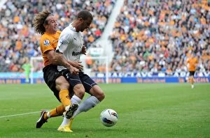 Images Dated 10th September 2011: Stephen Hunt's Shocking Rugby-Style Tackle on Kyle Walker: Wolverhampton Wanderers vs