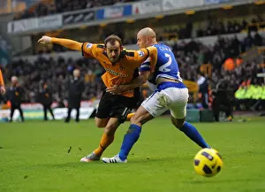 Framed Print : Steven Fletcher vs. Stephen Carr: A Battle in the Black Country Derby - Wolverhampton Wanderers vs. Birmingham City, Barclays Premier League: Intense Rivalry on the Football Field Framed Print : Steven Fletcher vs. Stephen Carr: A Battle in the Black Country Derby - Wolverhampton Wanderers vs. Birmingham City, Barclays Premier League: Intense Rivalry on the Football Field