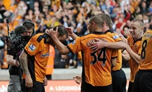 Wolves v West Bromwich Albion Collection: Steven Fletcher of Wolverhampton Wanderers celebrates after scoring to make it 3-0