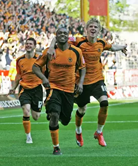 2009 Prints: Sylvan Ebanks Blake Scores First Goal for Wolves Against QPR in Championship Match (18/04/09)