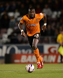 Framed Print : Tongo Doumbia Scores the Winning Goal: Wolverhampton Wanderers vs Northampton Town, Capital One Cup Round 2, Sixfields Stadium (2012)