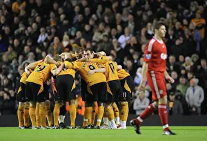Wolves Prints: United in Focus: Premier League Showdown - Wolverhampton Wanderers Pre-Match Huddle before Liverpool Clash
