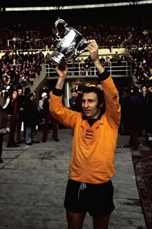 Images Dated 2nd March 1974: Victorious Mike Bailey Raises the League Cup: Wolverhampton Wanderers Celebrate