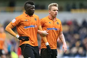 Season 2012-13 Prints: Wolverhampton Wanderers: Bakary Sako and Jamie O'Hara Clash Against Cardiff City in Npower Championship (2013)