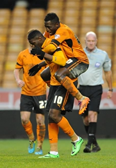Football Full Length Prints: Wolverhampton Wanderers: Bakary Sako and Nouha Dicko Celebrate Goal in Sky Bet League One (January 25)