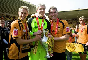 Wolverhampton Wanderers: Champions Triumph - Edwards, Hennessey, and Vokes Celebrate with the Championship Trophy