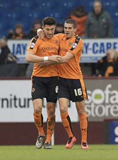 Wolverhampton Wanderers Danny Batth and Conor Coady Celebrate First Goal vs. Burnley in Sky Bet Championship