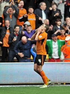 Images Dated 5th April 2014: Wolverhampton Wanderers Dave Edwards Celebrates Double Strike Against Peterborough United in Sky