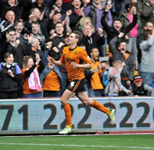 Football Full Length Prints: Wolverhampton Wanderers Dave Edwards Scores His Second Goal Against Peterborough United in Sky Bet League One