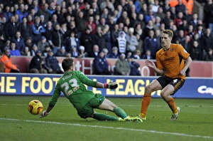 Soccer Wolves Prints: Wolverhampton Wanderers: Dave Edwards Scores Stunning Goal Past Preston North End's Declan Rudd