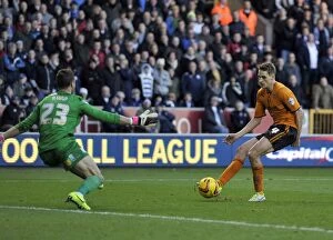 Sky Bet League One : Wolves v Preston North End : Molineux : 11-01-2014 Collection: Wolverhampton Wanderers: Dave Edwards Thrilling Goal vs. Preston North End's Declan Rudd