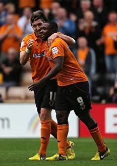 Images Dated 16th September 2012: Wolverhampton Wanderers: Ebanks-Blake and Ward Celebrate First Goal Against Leicester City