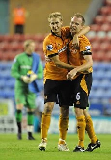 Wigan Athletic Vs Wolves Collection: Wolverhampton Wanderers: Glory Days - Celebrating Victory over Wigan Athletic (BPL 2009)