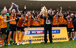 Sky Bet League One : Wolves V Carlisle United : Molineux : 03-04-2014 Prints: Wolverhampton Wanderers: Kenny Jackett and Team Celebrate Sky Bet League One Title Win (April 3)