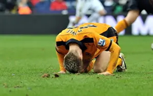 Wolverhampton Wanderers Kevin Doyle Doubled Over in Pain from Jonas Olsson's Crushing Knee to the Ribs (West Bromwich Albion vs. Wolves)