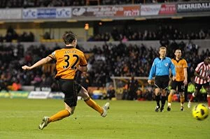 Images Dated 27th November 2010: Wolverhampton Wanderers Kevin Foley Scores the Opener Against Sunderland in Premier League