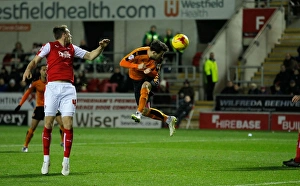 Sky Bet Championship - Rotherham United V Wolves - AESSEAL New York Stadium Prints: Wolverhampton Wanderers Missed Opportunity: Adam Le Fondre Heads Wide vs