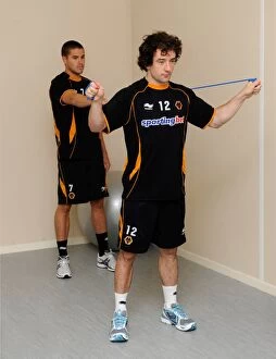 Images Dated 15th July 2010: Wolverhampton Wanderers: Pre-Season Training in Ireland - Hunt and Kightly's Weightlifting Session