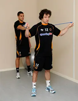 Pre Season Training In Ireland 10-11 Prints: Wolverhampton Wanderers: Pre-Season Training in Ireland - Hunt and Kightly's Weightlifting Session