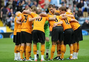 Soccer Prints: Wolverhampton Wanderers: Roger Johnson Rallying the Team Before Blackburn Clash (Barclays Premier League)