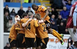 Burnley v Wolves Collection: Wolverhampton Wanderers: Ronald Zubar and Matt Jarvis Celebrate Jarvis Goal Against Burnley (0-1)