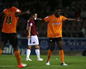 Wolverhampton Wanderers: Sako and Nouble Celebrate Goal in Capital One Cup Second Round at Northampton Town