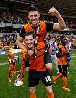 Images Dated 3rd May 2014: Wolverhampton Wanderers: Sam Ricketts and Danny Batth's Emotional Reaction to Promotion to Sky Bet