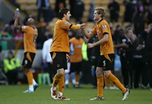 Wolves V Burnley Prints: Wolverhampton Wanderers: Stearman and Ward Celebrate 2-0 Victory Over Burnley in Premier League