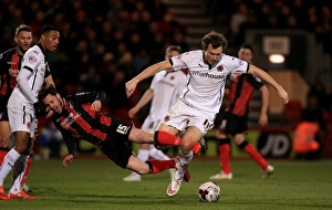 Sky Bet Championship - AFC Bournemouth V Wolves - Dean Court Prints: Wolverhampton Wanderers vs AFC Bournemouth: Kevin McDonald Tackles Adam Smith in Sky Bet Championship Clash