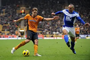 David Edwards Prints: Wolverhampton Wanderers vs Birmingham City: A Fierce Encounter - David Edwards vs David Murphy