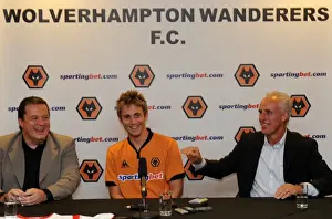 Kevin Doyle Prints: Wolverhampton Wanderers Welcome New Striker Kevin Doyle: Moxey and McCarthy Greet Irish Star