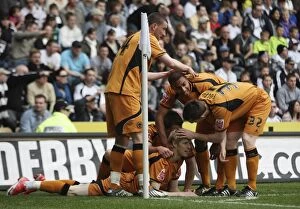 Derby County Vs Wolves Collection: Wolves Andrew Keogh Scores First Goal Against Derby County in Championship (2009)