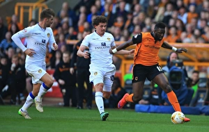 Sky Bet Championship - Wolves V Leeds United - Molineux Stadium Prints: Wolves Bakary Sako Outruns Leeds United's Defenders at Molineux Stadium
