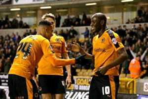 Sky Bet Championship - Wolves V Leeds United - Molineux Stadium Prints: Wolves Benik Afobe and Jordan Graham Celebrate First Goal Against Leeds United (Sky Bet Championship 2014-15)