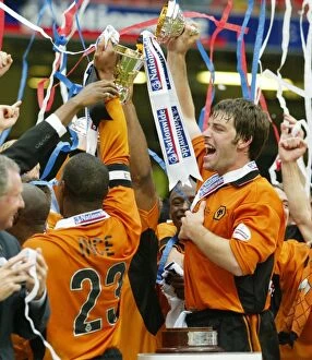 Images Dated 26th May 2003: Wolves Paul Ince and Paul Butler Lift the Promotion Trophy: Celebrating Victory over Sheffield