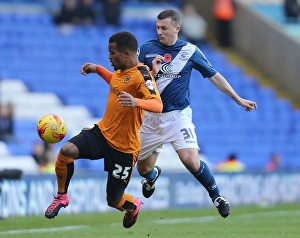 Sky Bet Championship - Birmingham City V Wolves - St. Andrew's Prints: Wolves vs Birmingham City: Intense Battle for the Ball in Sky Bet Championship