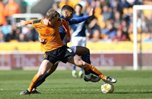 Sky Bet Championship Prints: Wolves vs Birmingham City: Intense Battle Between David Davis and George Saville