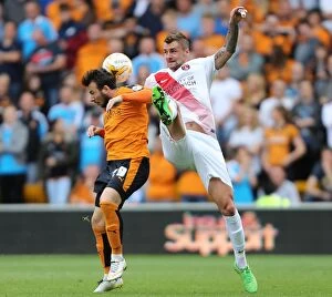 Images Dated 29th August 2015: Wolves vs Charlton Athletic: Adam Le Fondre and Patrick Bauer Clash in Sky Bet Championship Match