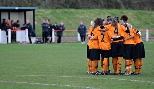 Wolves Women v Leafield Athletic Collection: Wolves Women Unite: A Powerful Huddle Before Kick-Off Against Leafield Athletic